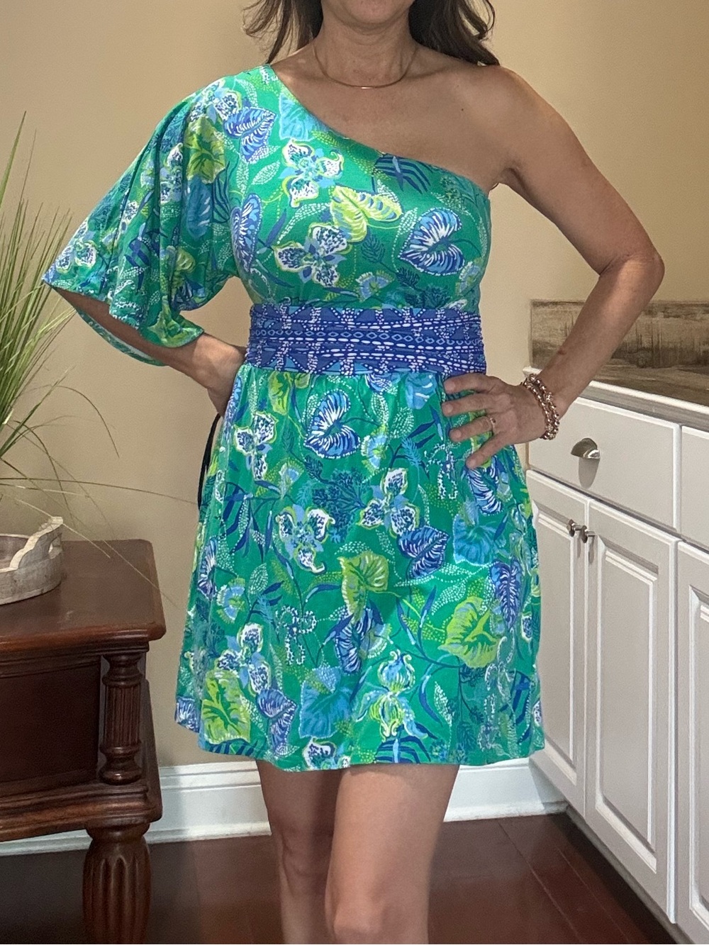 Lilly Pulitzer Niki One-Shoulder Romper Sz 00 ‘In A Flutter’